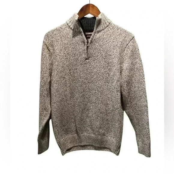 Chaps Mens Small White Gray Heathered 1/4 Zip Sweater Jacket L/S Outdoor - Picture 1 of 6